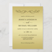 Elegant Luxury Gold Verzierte Hochzeit Einladung (Vorderseite)