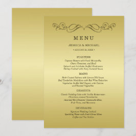 Elegant Luxury Gold Verzierte Hochzeit Menükarte