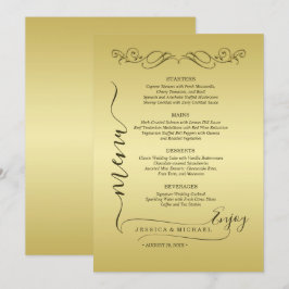 Elegant Luxury Gold Verzierte Hochzeit Menükarte