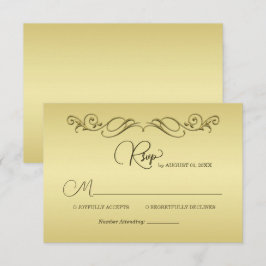 Elegant Luxury Gold Verzierte Hochzeit RSVP Karte