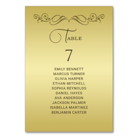 Elegant Luxury Gold Verzierte Hochzeit Tischnummer (Vorderseite)
