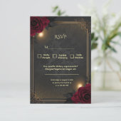 Elegant Luxury Goth Glam Wedding RSVP Karte (Stehend Vorderseite)