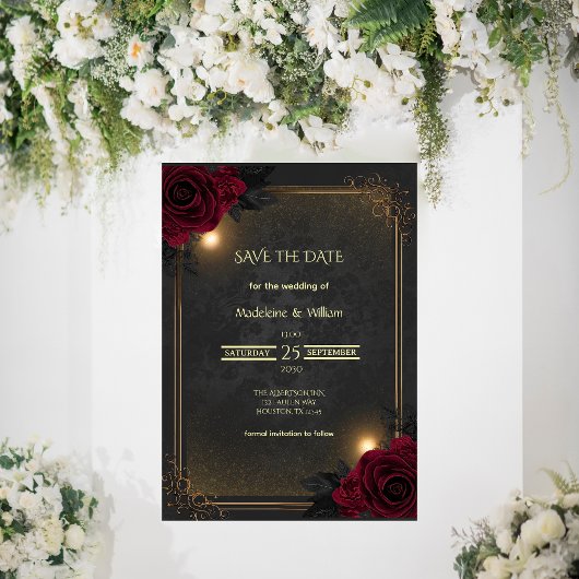 Elegant Luxury Goth Glam Wedding Save The Date