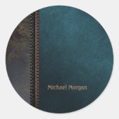 Elegant Luxury Green Brown Leather Look Runder Aufkleber (Vorderseite)