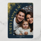 Elegant Luxury Happy Hanukkah | Moderne Begrüßung Folieneinladung (Vorderseite)