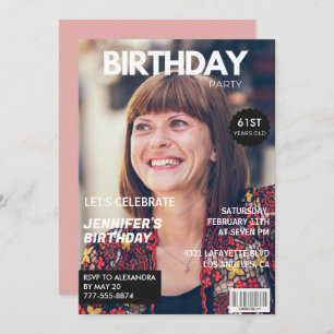 Elegant Luxury Magazine Foto 61. Geburtstag Einladung