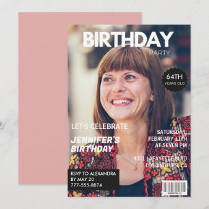 Elegant Luxury Magazine Foto 64. Geburtstag Einladung