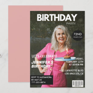 Elegant Luxury Magazine Foto 72. Geburtstag Einladung