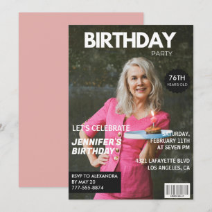 Elegant Luxury Magazine Foto 76. Geburtstag Einladung