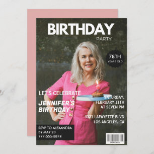 Elegant Luxury Magazine Foto 78. Geburtstag Einladung
