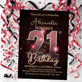 Elegant Luxury Midnight Glow 21. Geburtstag Einladung