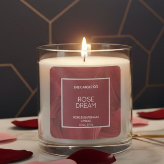 Elegant Luxury Modern Abstract Red Candle Quadratischer Aufkleber