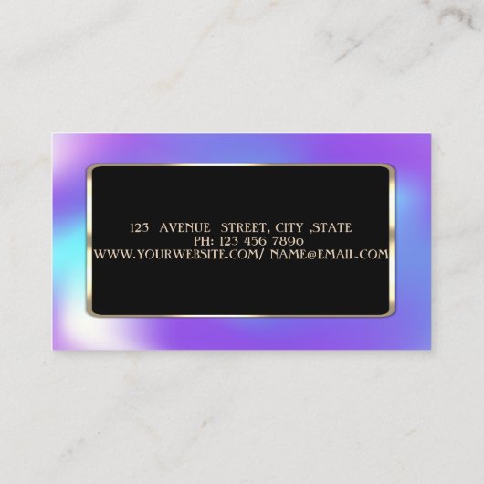 Elegant Luxury Modern Ombre Holographic Visitenkarte (Rückseite)
