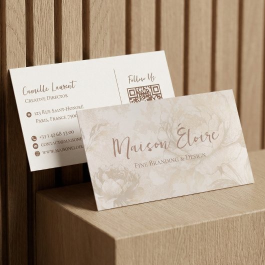 Elegant Luxury Modern Professional Floral QR Code Visitenkarte