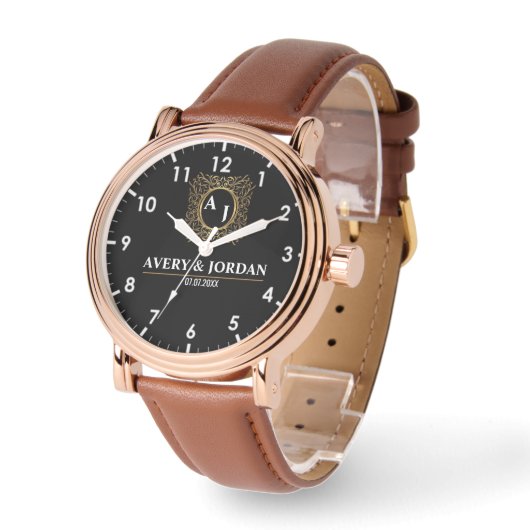 Elegant Luxury Monogram Armbanduhr (Winkel)