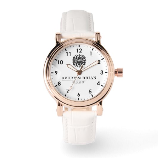 Elegant Luxury monogram initials names Armbanduhr (Vorderseite)