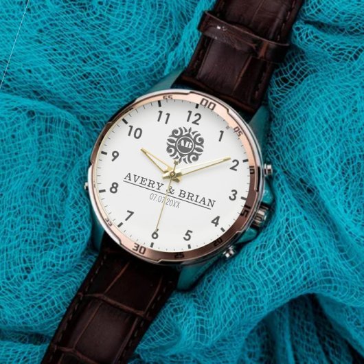 Elegant Luxury monogram initials names Armbanduhr