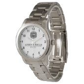 Elegant Luxury Monogram Letters Couple's Names Armbanduhr (Schrägansicht)