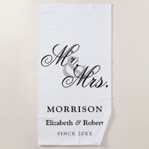 Elegant Luxury Mr. und Mrs. Newlyweds Strandtuch
