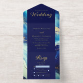Elegant Luxury Navy Blue and Gold Marble Wedding All-in-One-Einladung (Innenseite)
