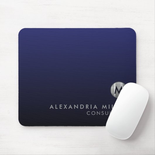 Elegant Luxury Navy Blue Silver Mousepad (Mit Mouse)