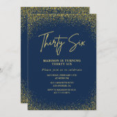 Elegant Luxury Navy Gold Glitzer 36. Geburtstag Einladung (Vorne/Hinten)