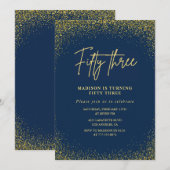 Elegant Luxury Navy Gold Glitzer 53. Geburtstag Einladung (Vorne/Hinten)