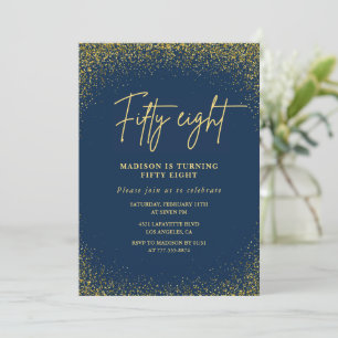 Elegant Luxury Navy Gold Glitzer 58. Geburtstag Einladung