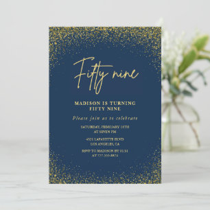 Elegant Luxury Navy Gold Glitzer 59. Geburtstag Einladung