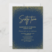 Elegant Luxury Navy Gold Glitzer 62. Geburtstag Einladung (Vorderseite)
