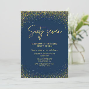 Elegant Luxury Navy Gold Glitzer 67. Geburtstag Einladung