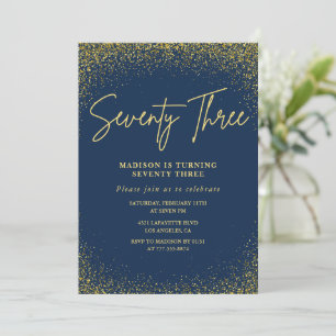Elegant Luxury Navy Gold Glitzer 73. Geburtstag Einladung