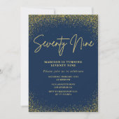 Elegant Luxury Navy Gold Glitzer 79. Geburtstag Einladung (Vorderseite)