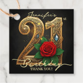 Elegant Luxury Red Rose Black Gold 21st Birthday Geschenkanhänger (Vorderseite)
