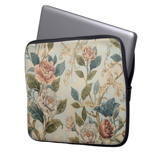Elegant Luxury Roses Pattern Throw Pillow  Laptopschutzhülle (Vorderseite Links)