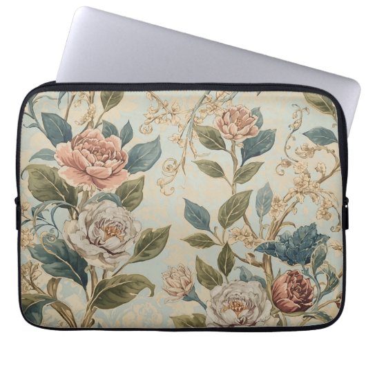 Elegant Luxury Roses Pattern Throw Pillow Laptopschutzhülle (Vorderseite)