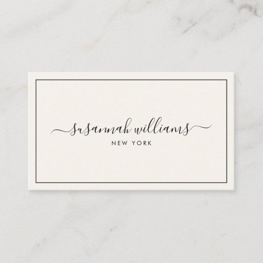 Elegant Luxury Script Calligraphy Black Ivory Visitenkarte (Vorderseite)
