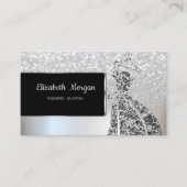 Elegant Luxury Silver Glitzer Bokeh Ombre, Kleid Visitenkarte (Vorderseite)