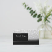 Elegant Luxury Silver Glitzer Bokeh Ombre Visitenkarte (Stehend Vorderseite)