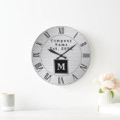 Elegant Luxury Silver Metal Monogrammed Große Wanduhr (Zuhause)