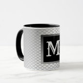 Elegant Luxury Silver Metal Monogrammed Tasse (Vorderseite Links)