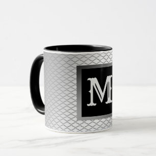 Elegant Luxury Silver Metal Monogrammed Tasse