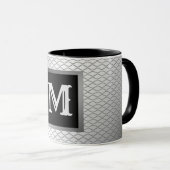 Elegant Luxury Silver Metal Monogrammed Tasse (VorderseiteRechts)