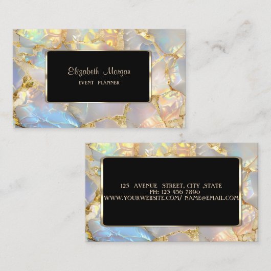 Elegant Luxury Stylish Modern Frame Opal Stone Visitenkarte (Vorne/Hinten)