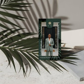 Elegant Luxury Tropical Palm Tree Monogram Photo Visitenkarte