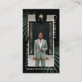 Elegant Luxury Tropical Palm Tree Monogram Photo Visitenkarte (Vorderseite)