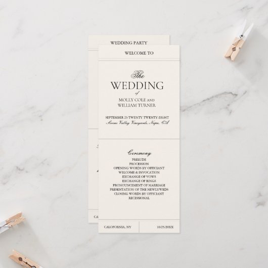 Elegant Luxury Vintage Classic Wedding Programme (Vorderseite/Rückseite Beispiel)
