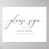 Elegant Luxury Wedding Guestbook Calligraphy Sign Poster (Vorne)