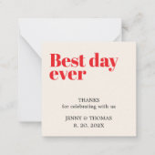 Elegant Luxury White Red Wedding Vielen Dank Mitteilungskarte (Vorderseite)