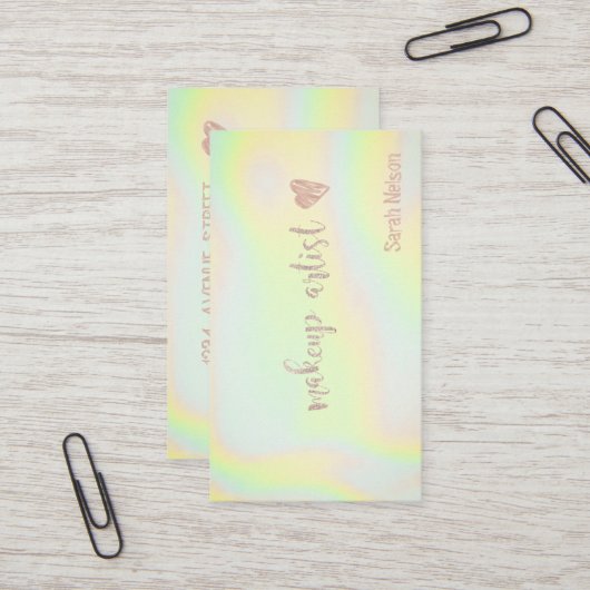 Elegant Luxury Yellow Sweet Holographic Visitenkarte (Vorderseite/Rückseite Beispiel)